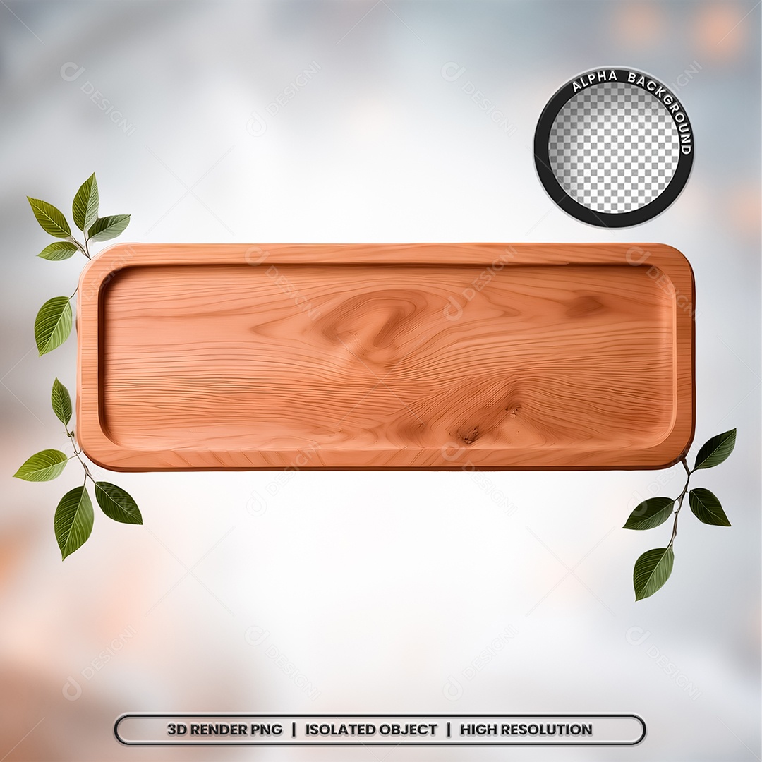 Placa de Madeira Elemento 3D para Composição PSD
