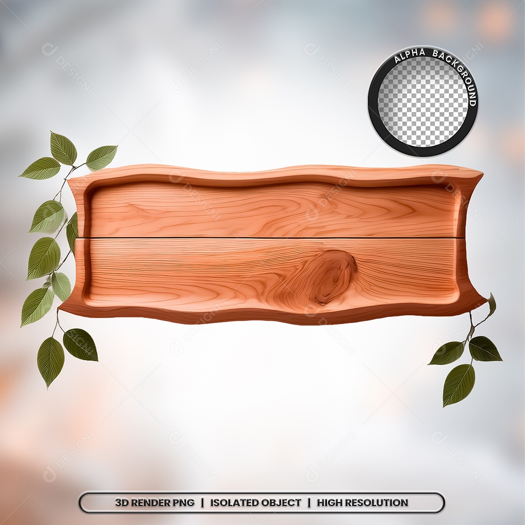 Placa de Madeira Elemento 3D para Composição PSD