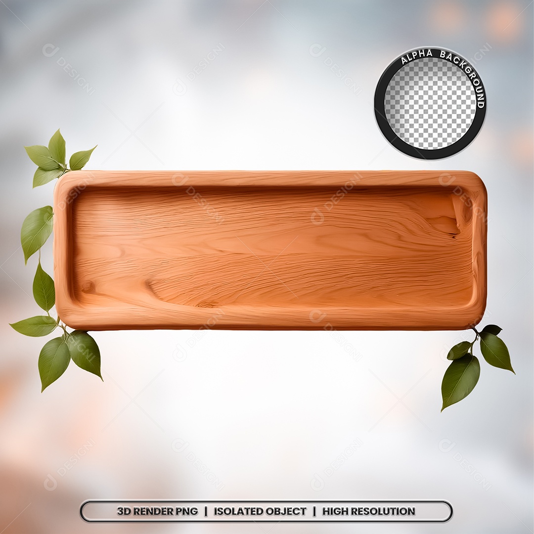 Placa de Madeira Elemento 3D para Composição PSD