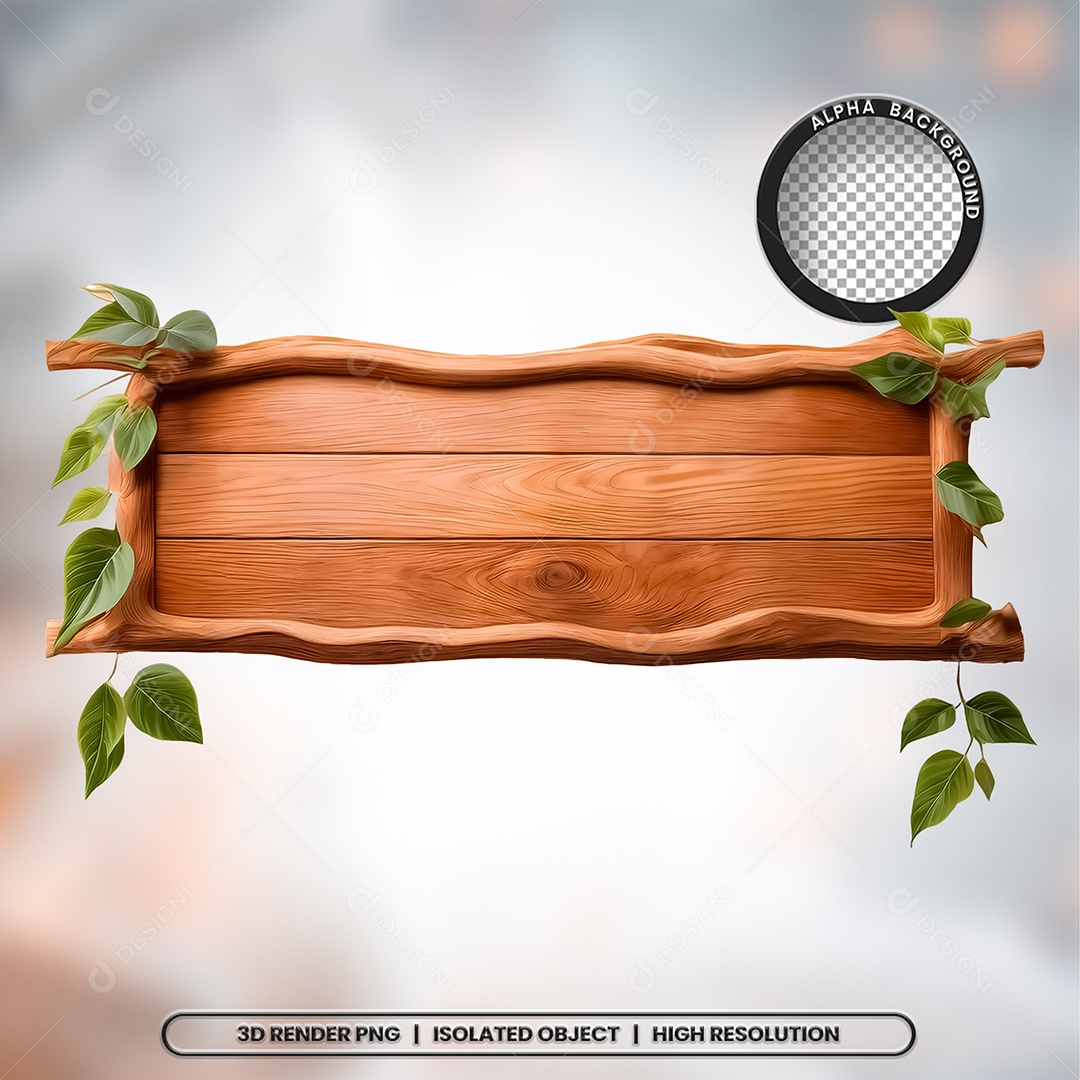 Placa de Madeira Elemento 3D para Composição PSD