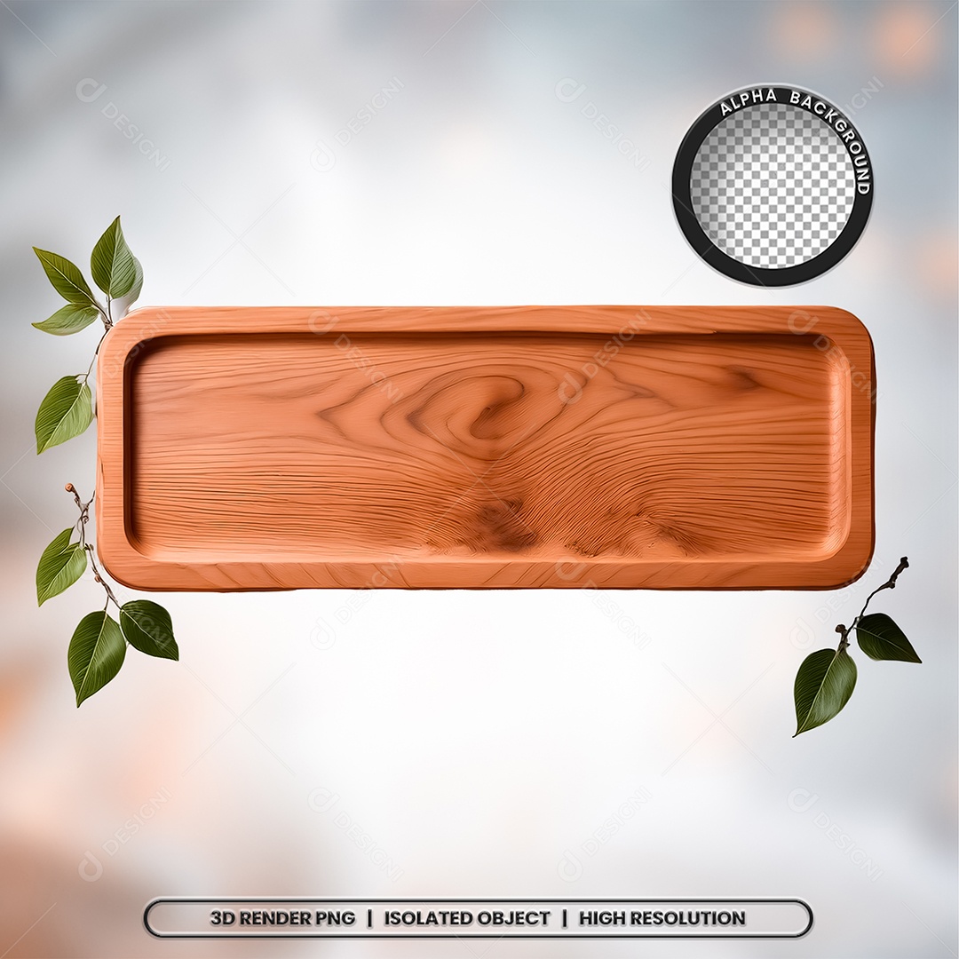 Placa de Madeira Elemento 3D para Composição PSD