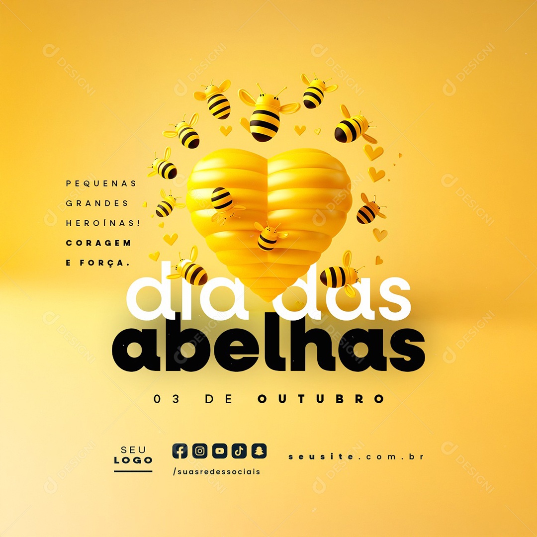 Dia das Abelhas 03 de Outubro Social Media PSD Editável