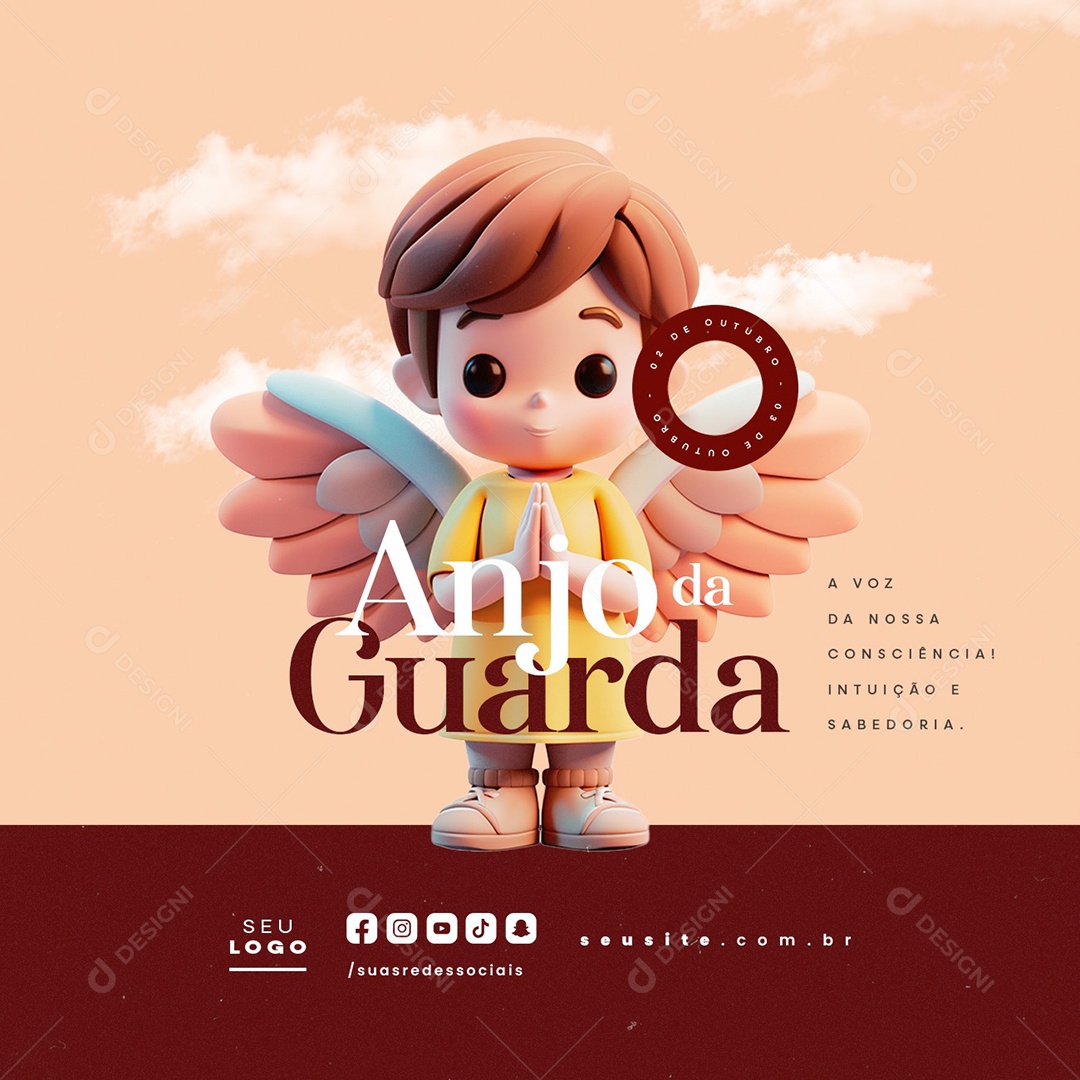 Dia Do Anjo da Guarda 02 de Outubro A Voz da Nossa Consciência Social Media PSD Editável
