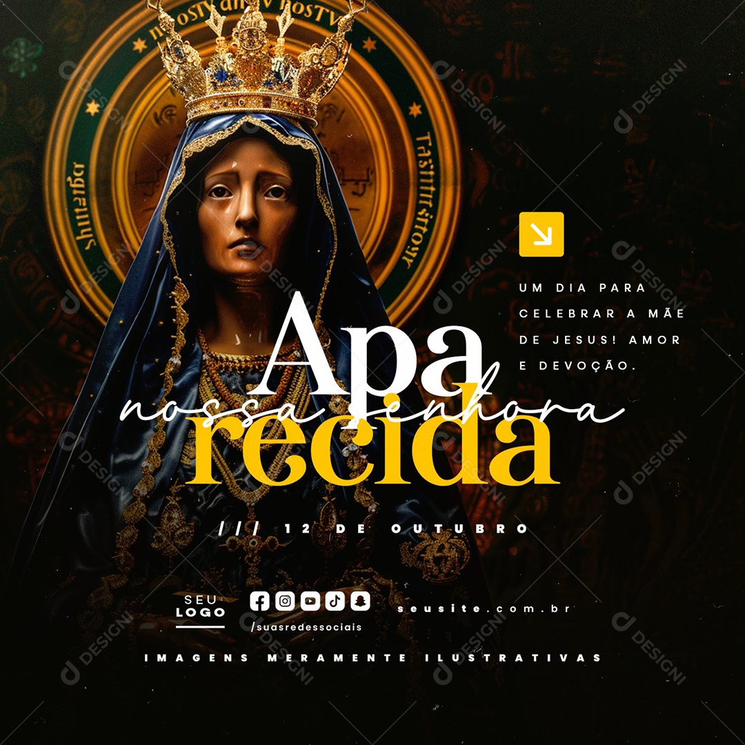 Dia de Nossa Senhora de Aparecida 12 de Outubro Um Dia para Celebrar Social Media PSD Editável