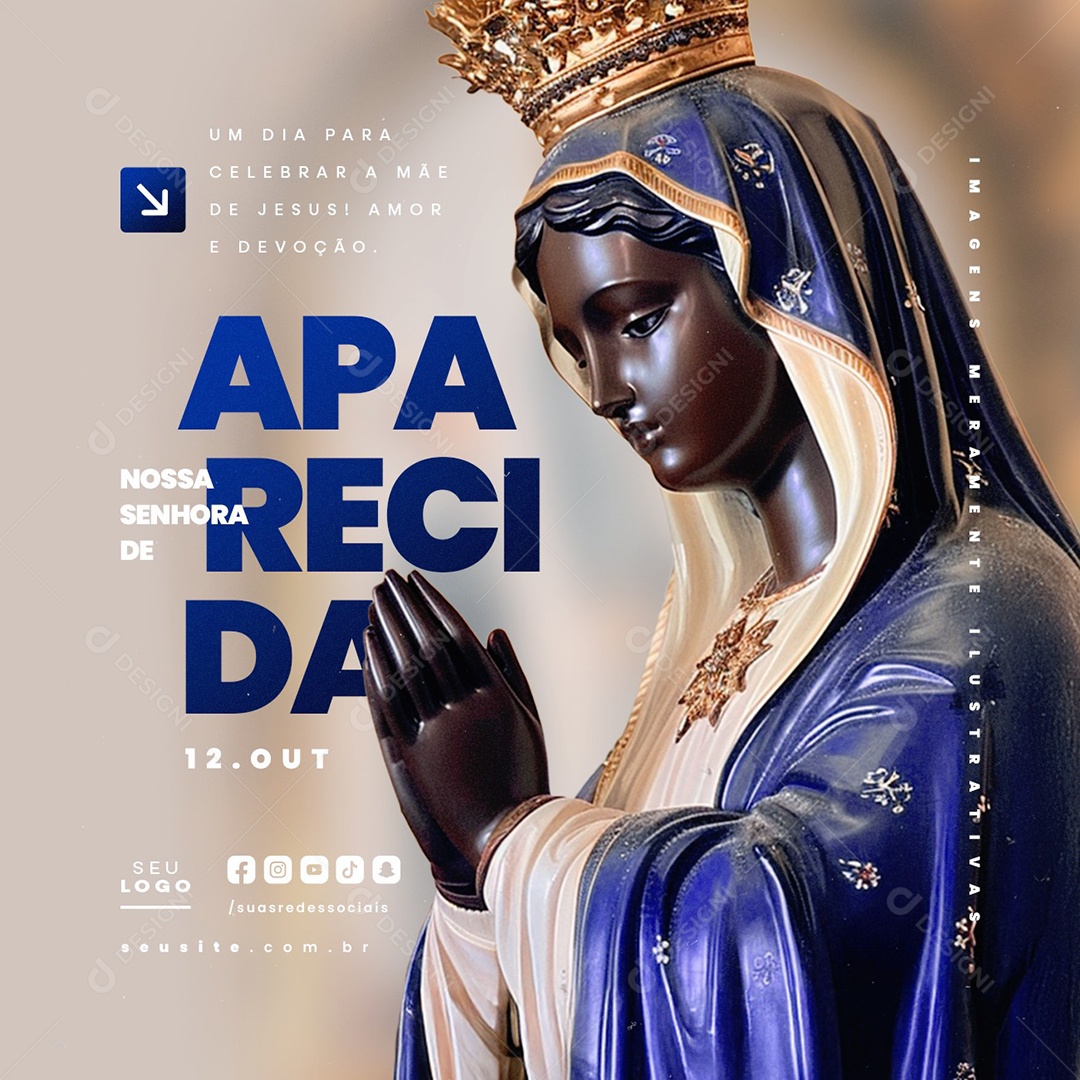 Social Media Dia de Nossa Senhora de Aparecida 12 de Outubro PSD Editável