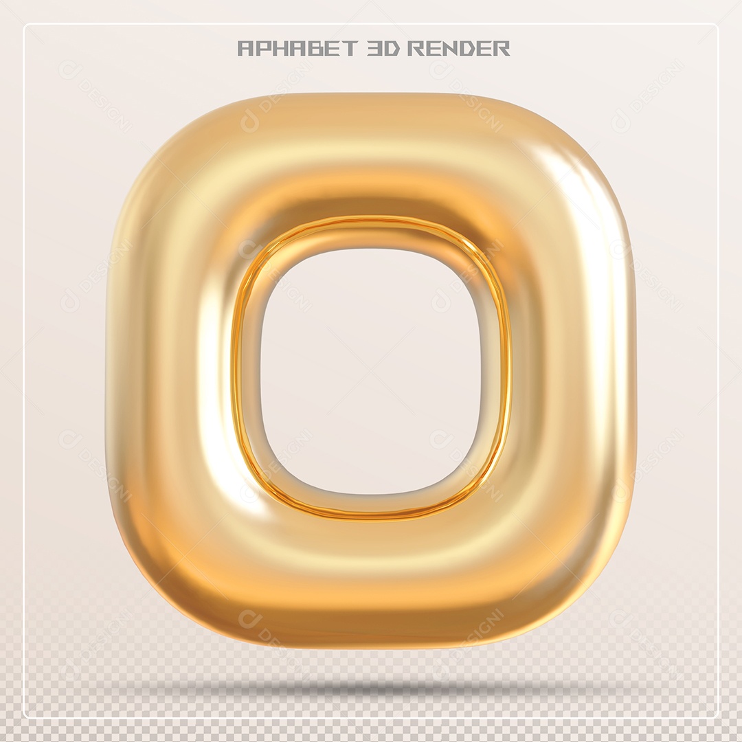 Letra 3D O Dourada Para Composição PSD