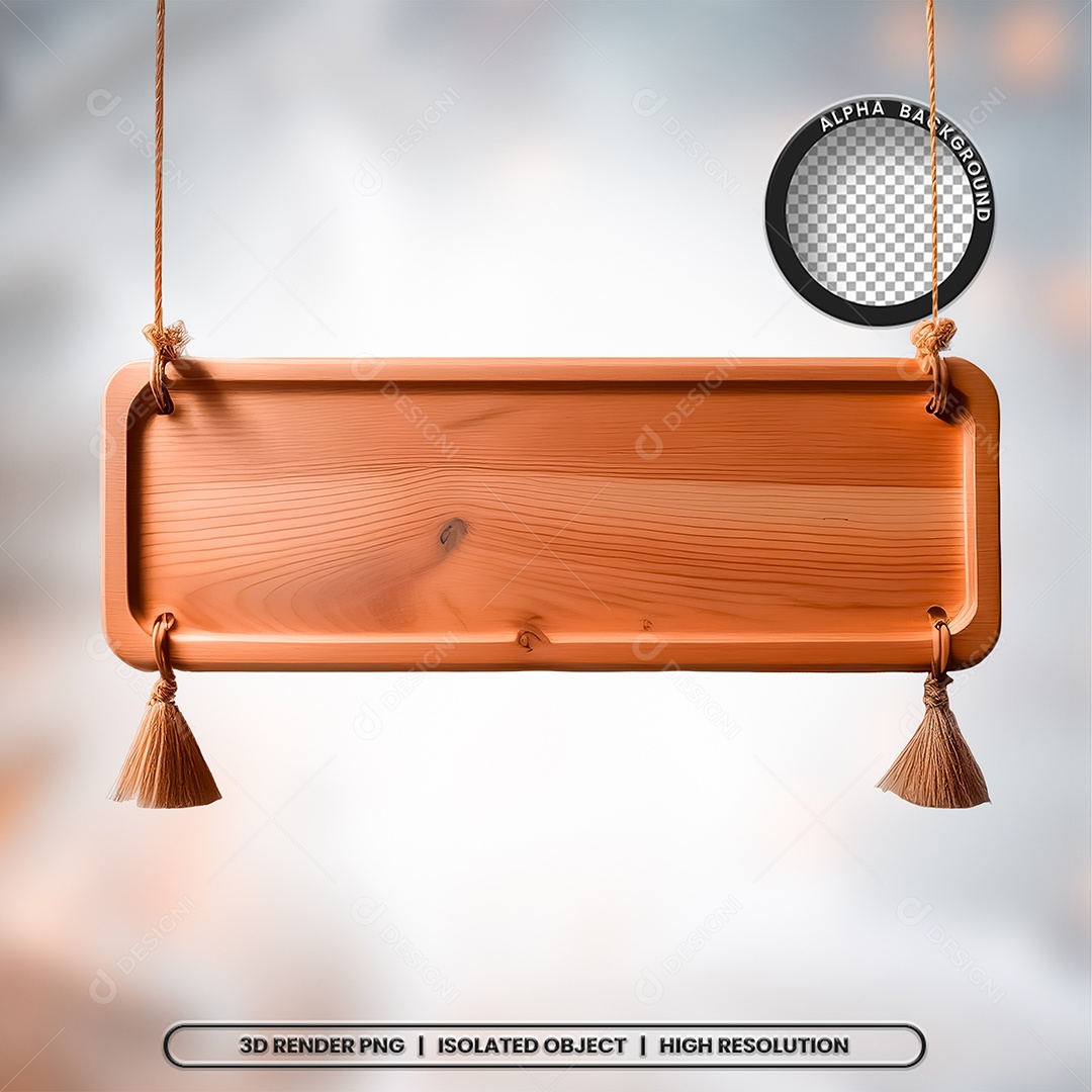 Placa de Madeira Com Cordas Elemento 3D para Composição PSD
