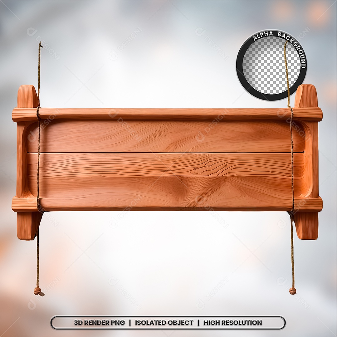 Placa de Madeira Com Cordas Elemento 3D para Composição PSD
