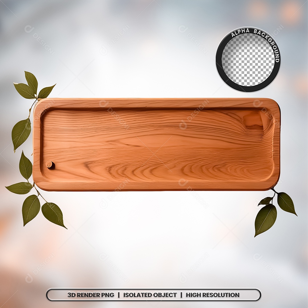 Placa de Madeira Elemento 3D para Composição PSD