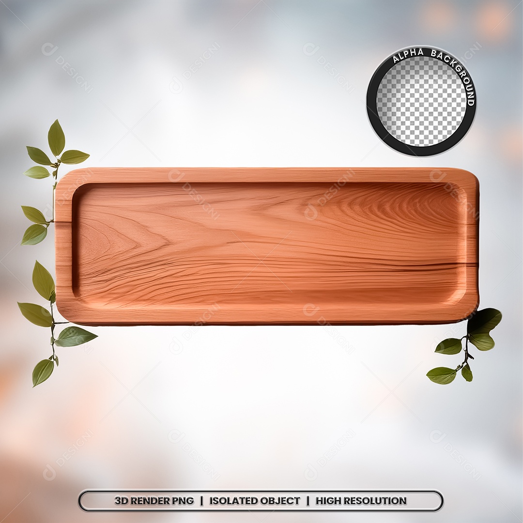 Placa de Madeira Elemento 3D para Composição PSD