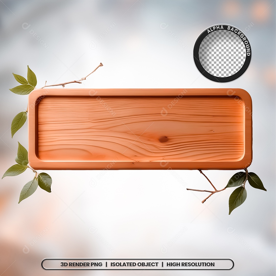 Placa de Madeira Elemento 3D para Composição PSD