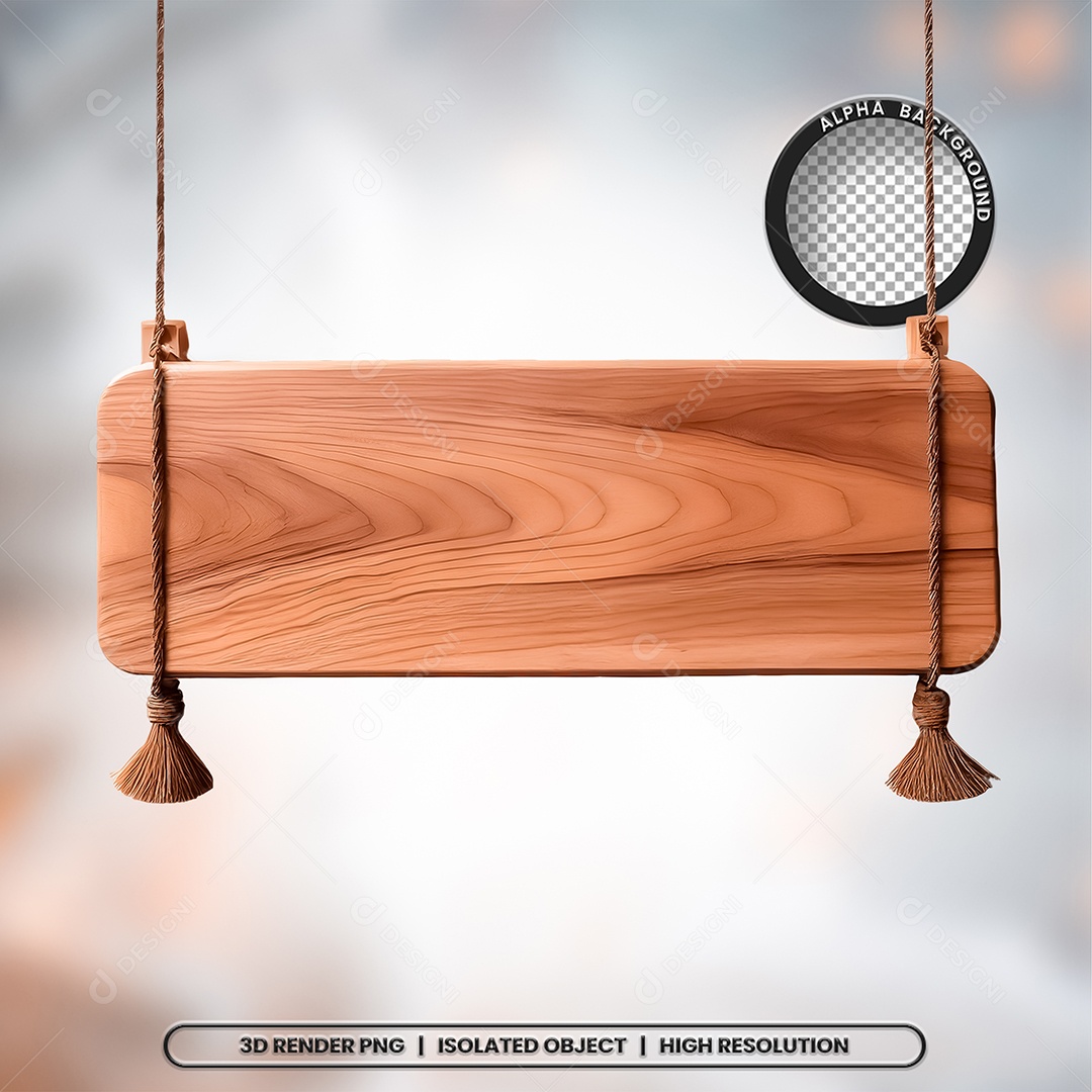 Placa de Madeira Com Cordas Elemento 3D para Composição PSD