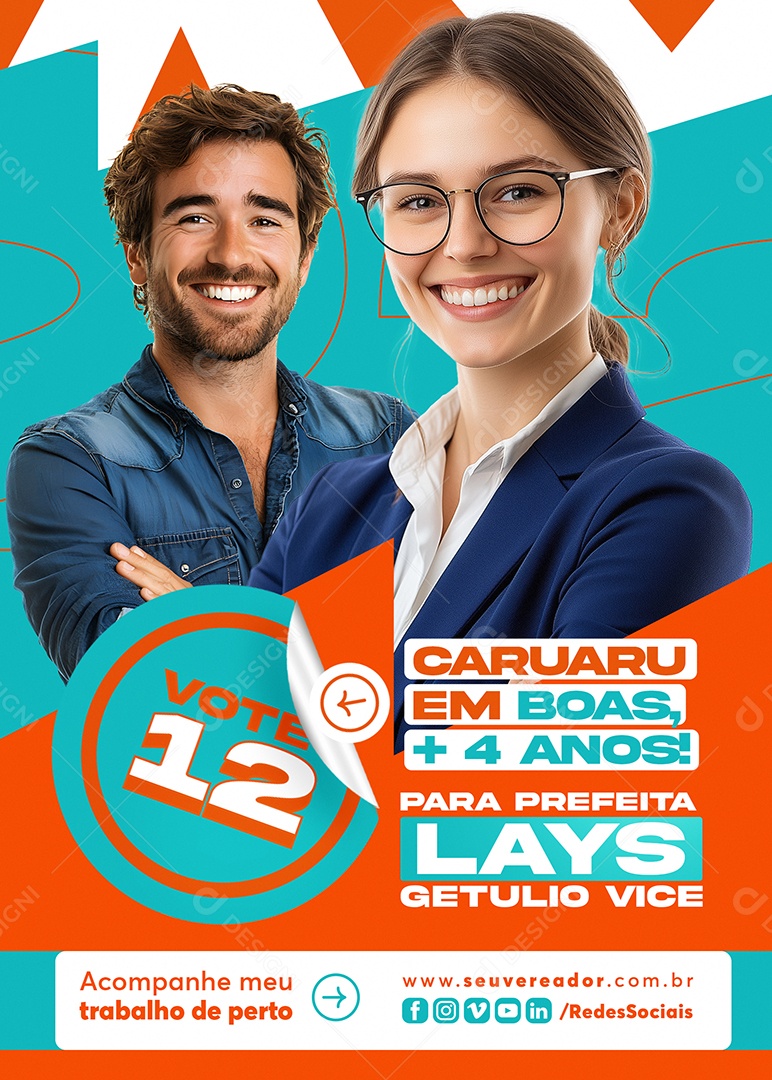 Flyer Política Prefeita Lays Voce Getulio Social Media PSD Editável