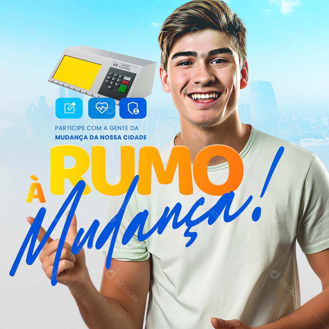 Política Rumo Mudança Social Media PSD Editável