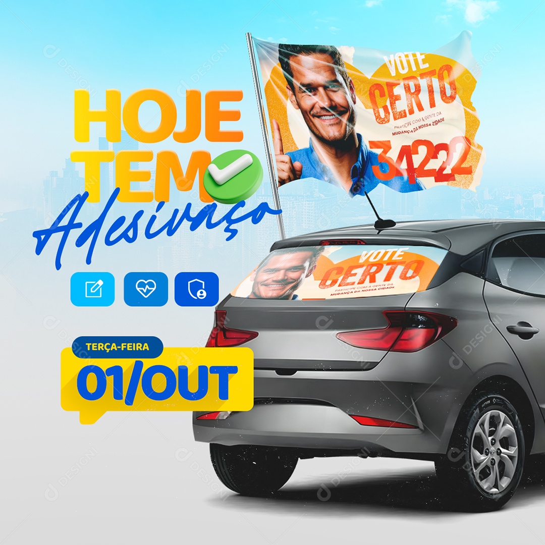 Política Hoje Tem Adesivaço Social Media PSD Editável