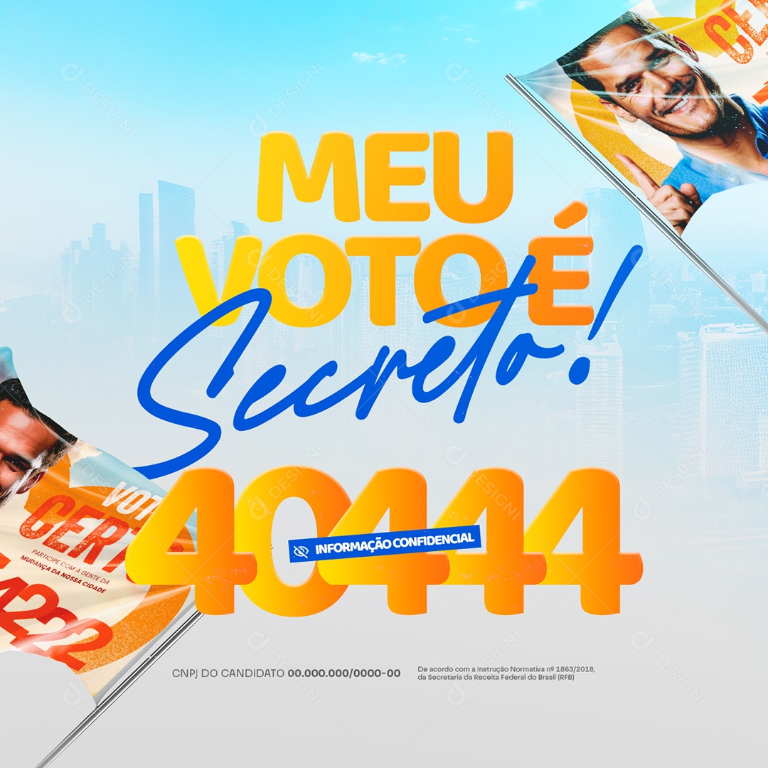 Política Meu Voto é Secreto Social Media PSD Editável