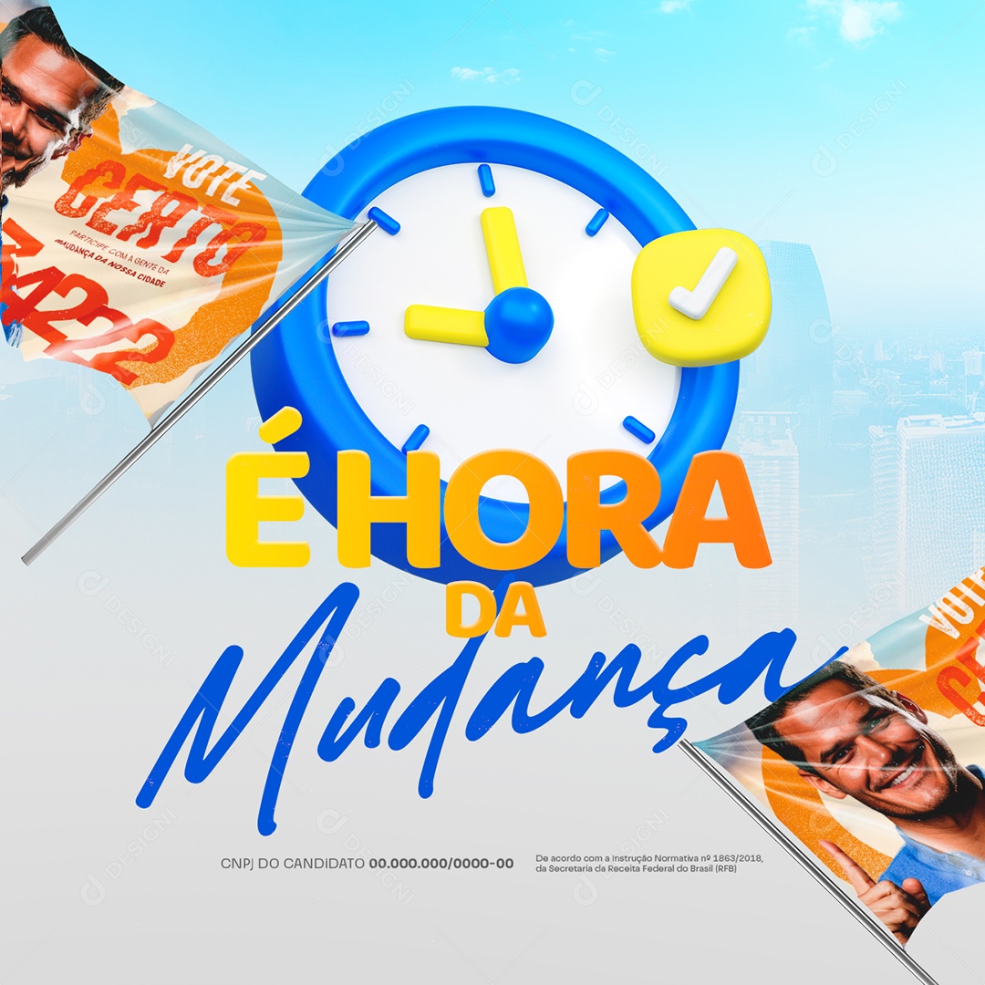 Política é Hora da Mudança Social Media PSD Editável