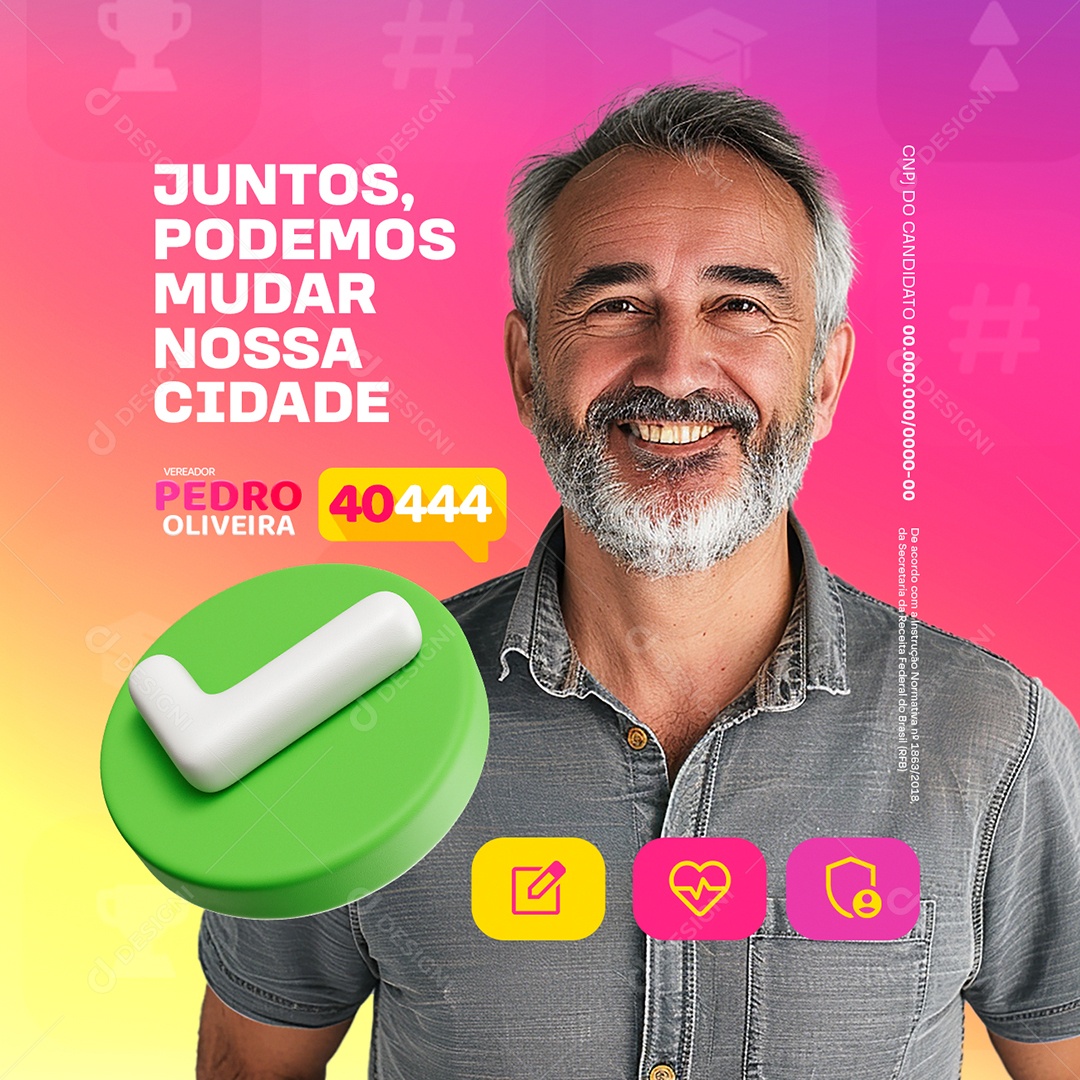 Política Vereador Pedro Oliveira Juntos Podemos Mudar Nossa Cidade Social Media PSD Editável