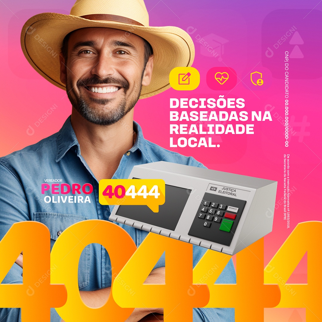 Política Vereador Pedro Oliveira Decisões Baseadas na Realidade Social Media PSD Editável
