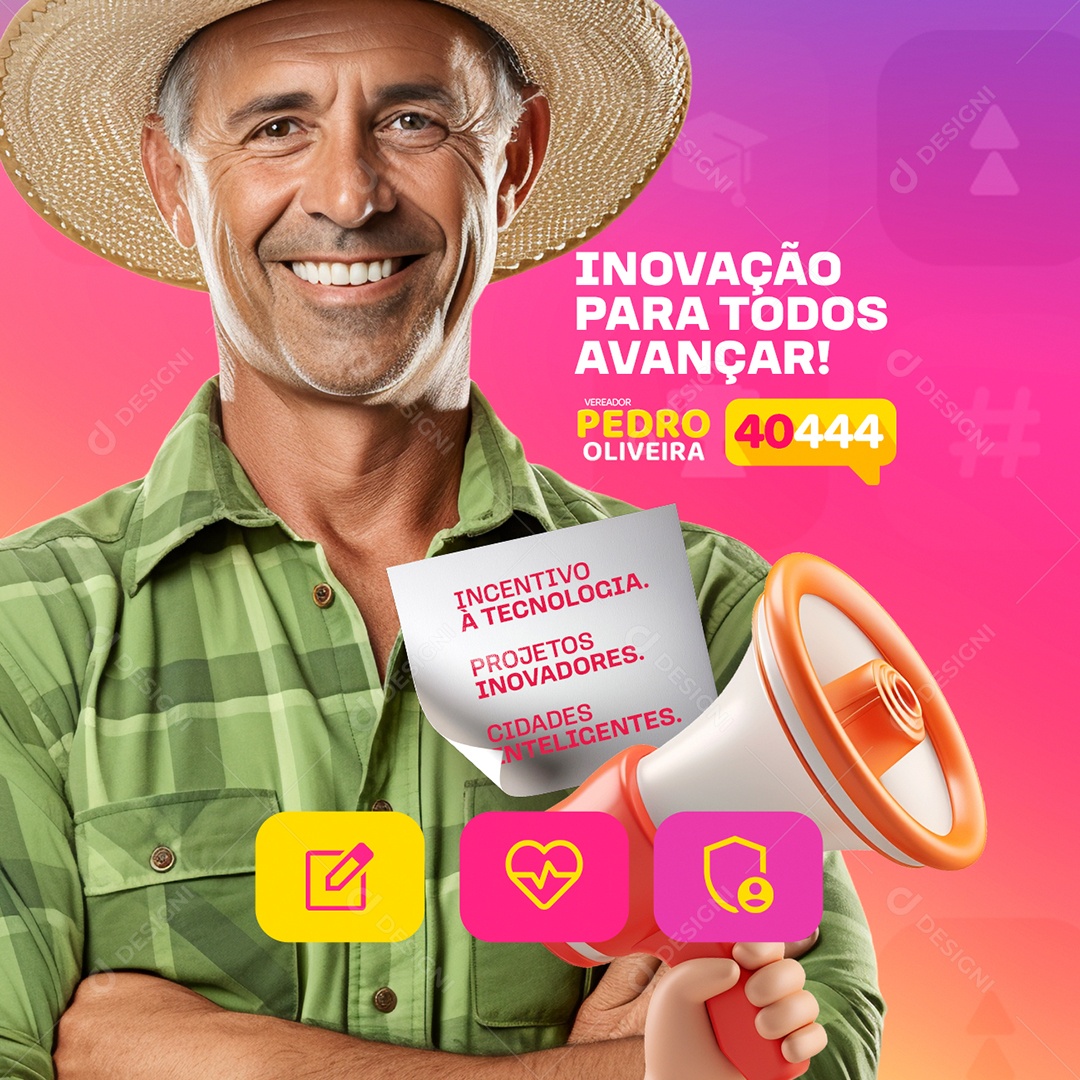 Política Inovação para Todos Avançar Social Media PSD Editável