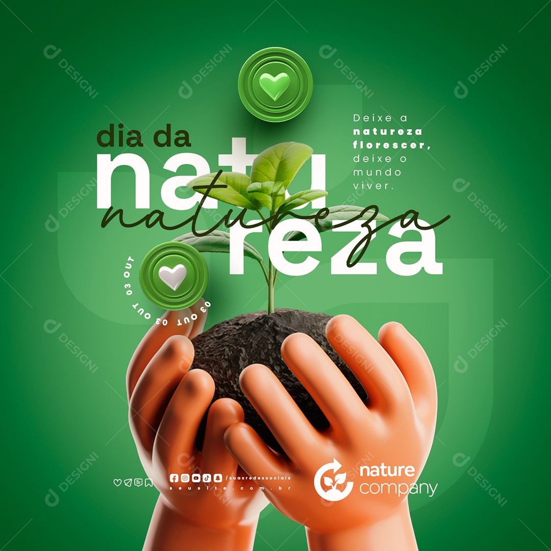 Dia da Natureza 04 de Outubro Deixe a Natureza Florescer Social Media PSD Editável