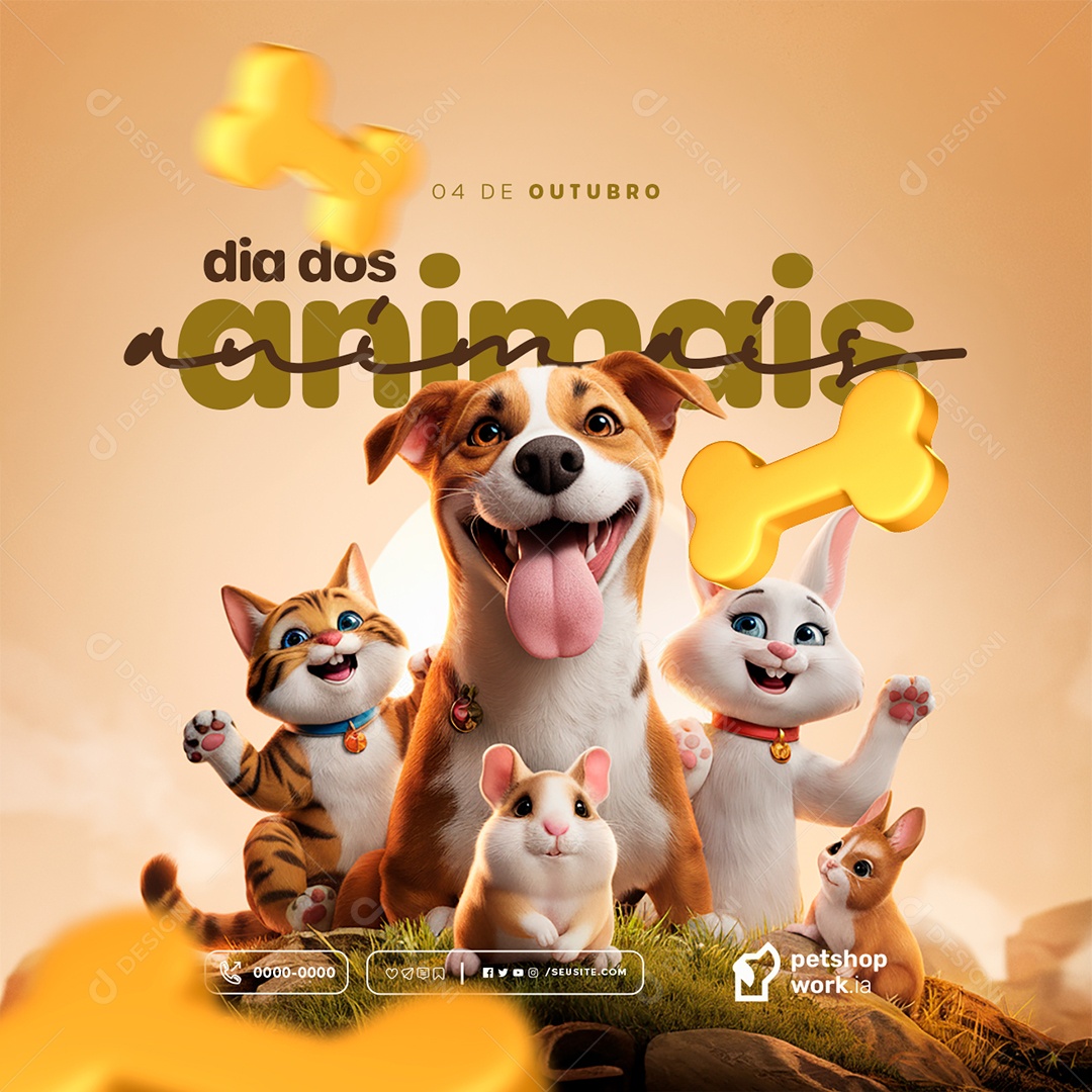 Dia dos Animais 04 de Outubro Social Media PSD Editável