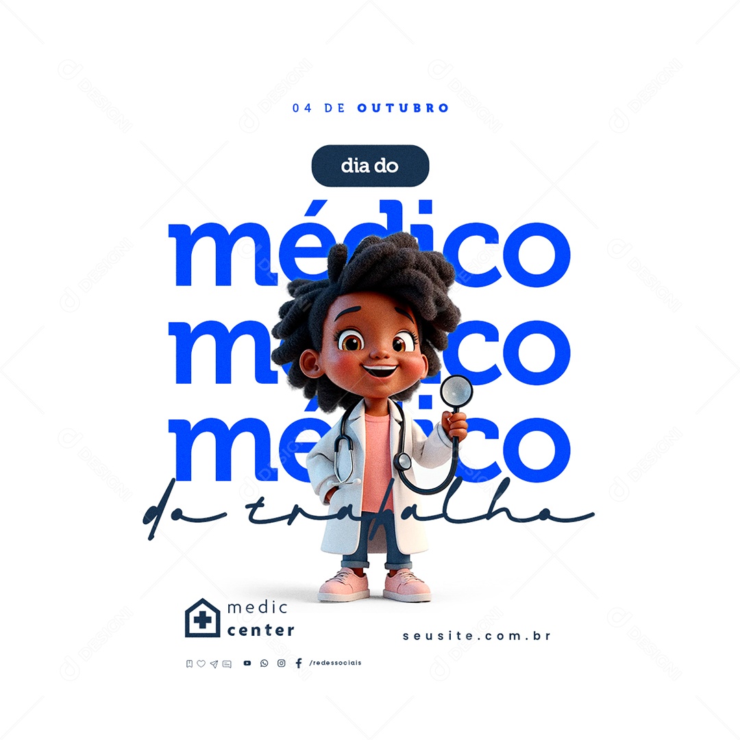 Dia do Médico do Trabalho 04 de Outubro Social Media PSD Editável