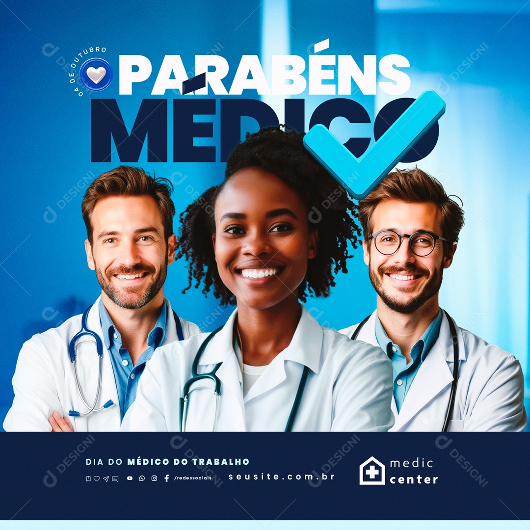 Dia do Médico do Trabalho 04 de Outubro Parabéns Social Media PSD Editável