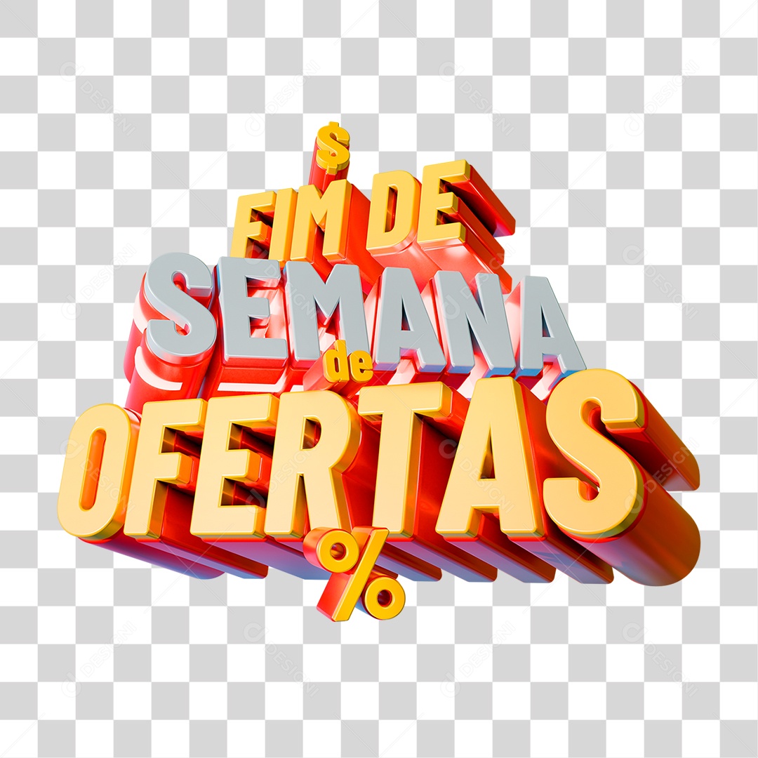 Selo 3D Fim de Semana de Ofertas PNG Transparente