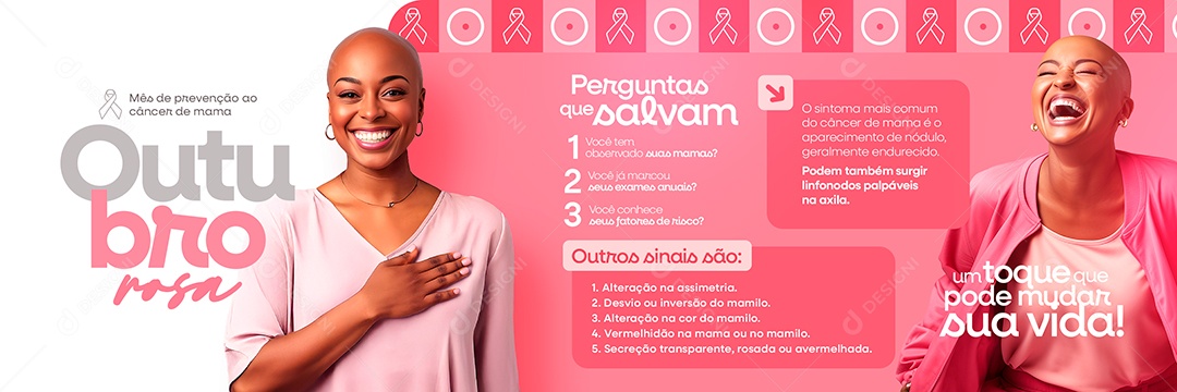 Carrossel Outubro Rosa Mês de Conscientização Sobre o Câncer de Mama Social Media PSD Editável