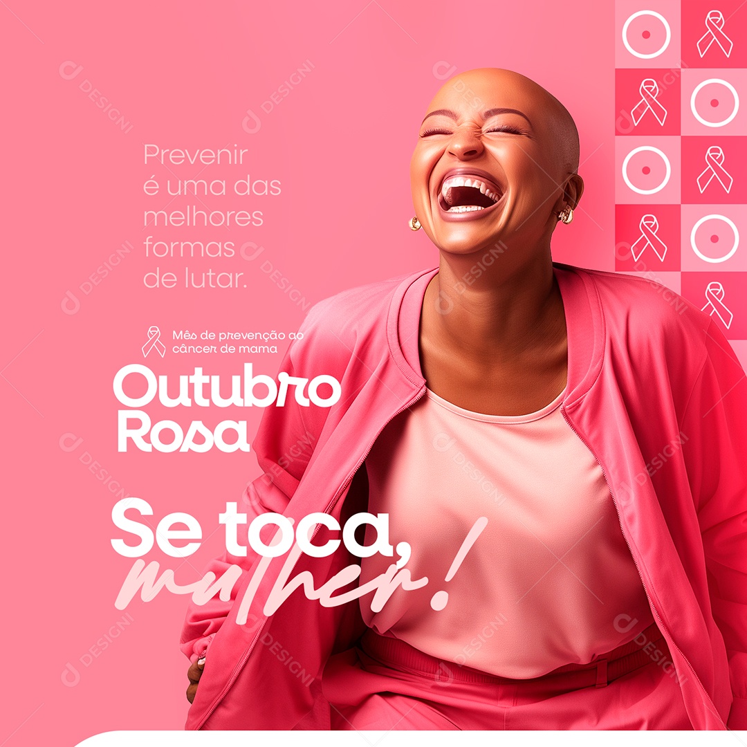 Outubro Rosa Mês de Conscientização Sobre o Câncer de Mama Social Media PSD Editável