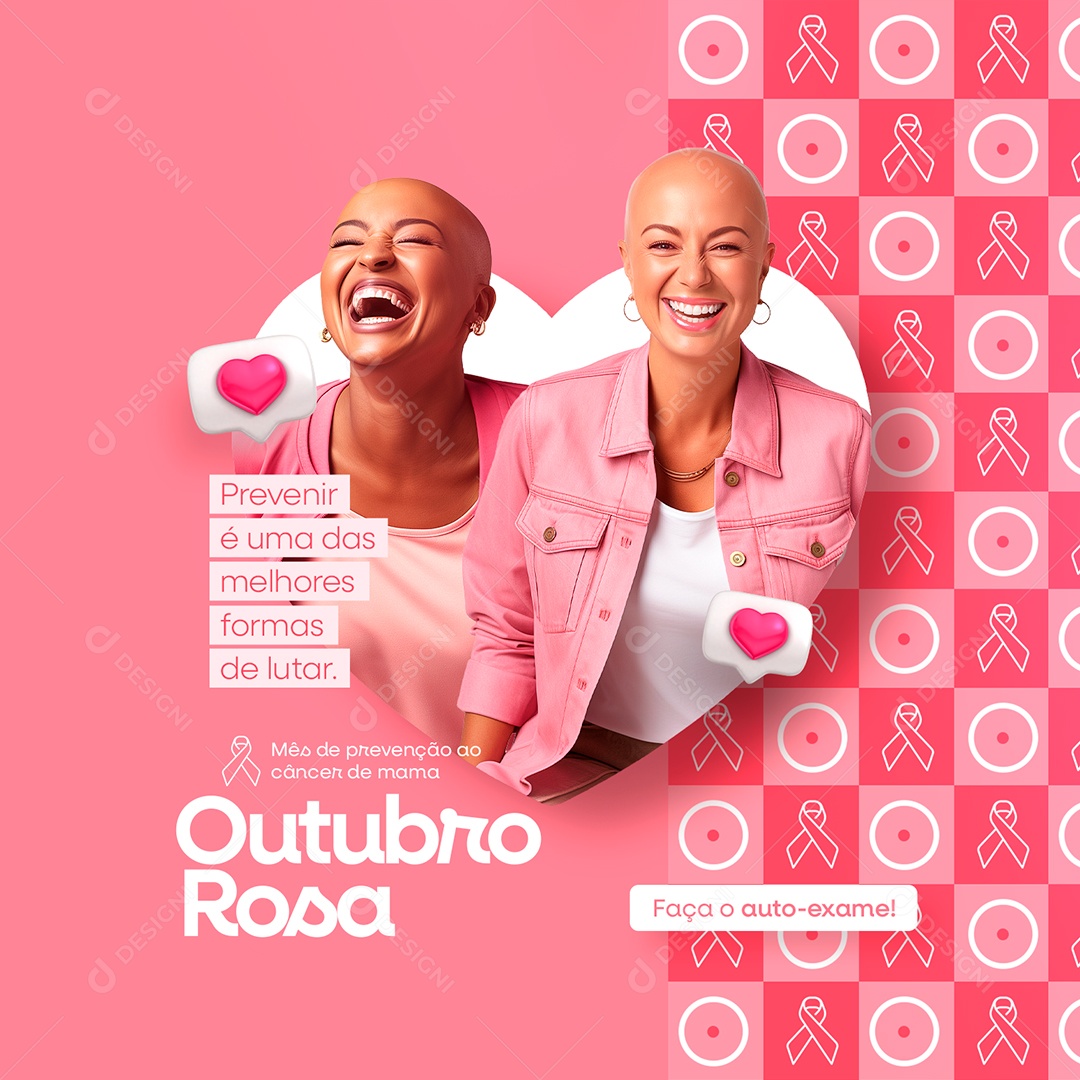 Outubro Rosa Mês de Prevenção ao Câncer de Mama Social Media PSD Editável