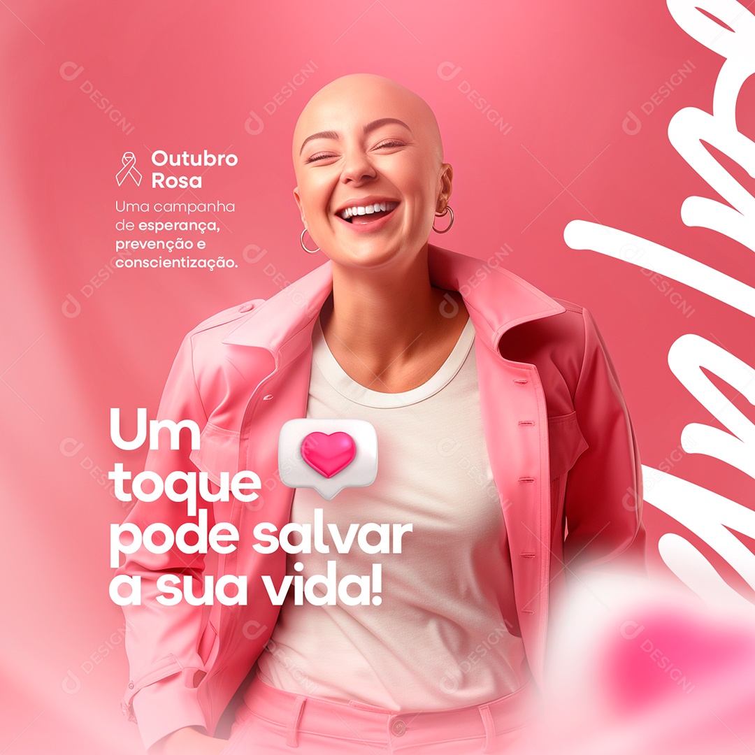 Outubro Rosa Um Toque Pode Salva a Sua Vida Social Media PSD Editável