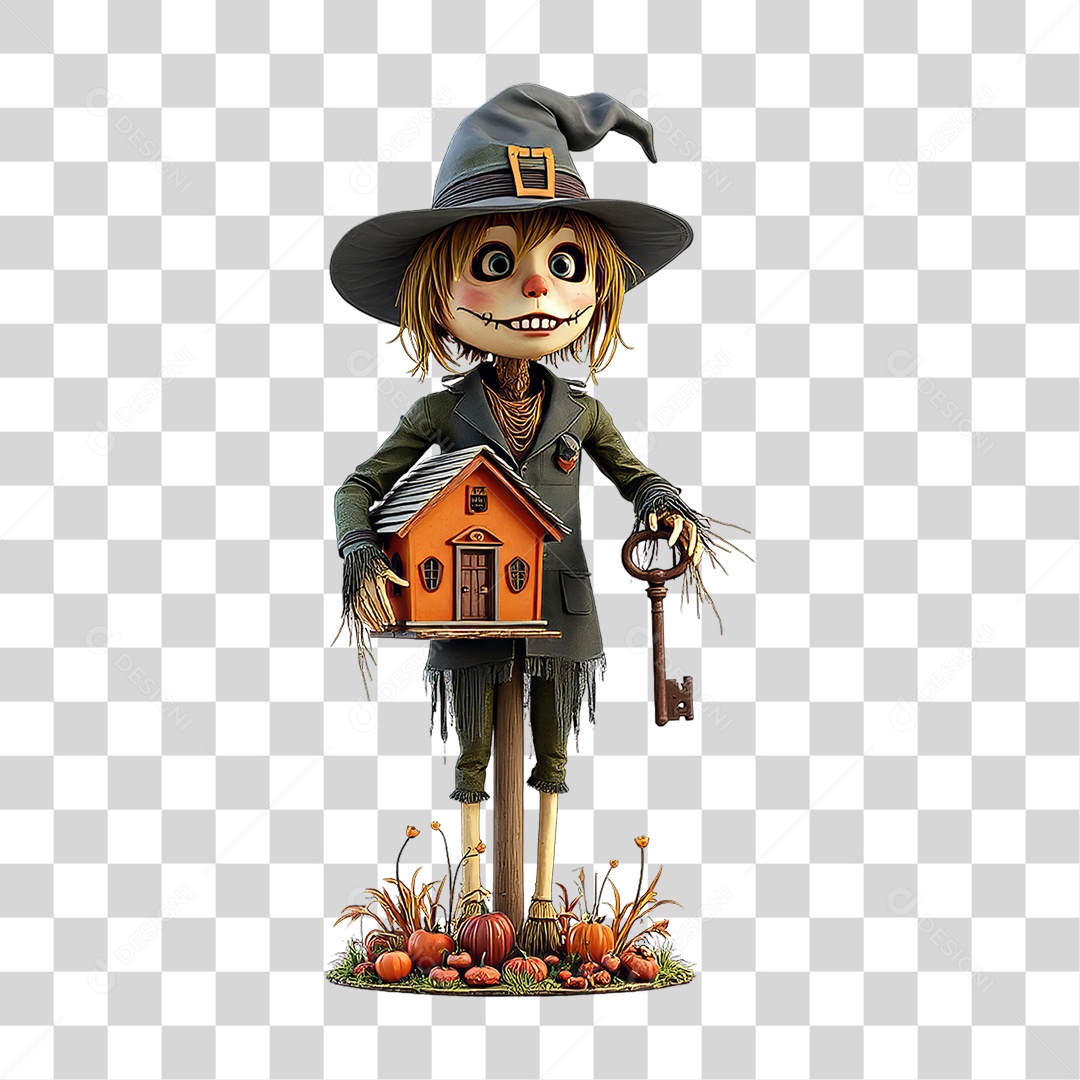 Espantalho Halloween PNG Transparente