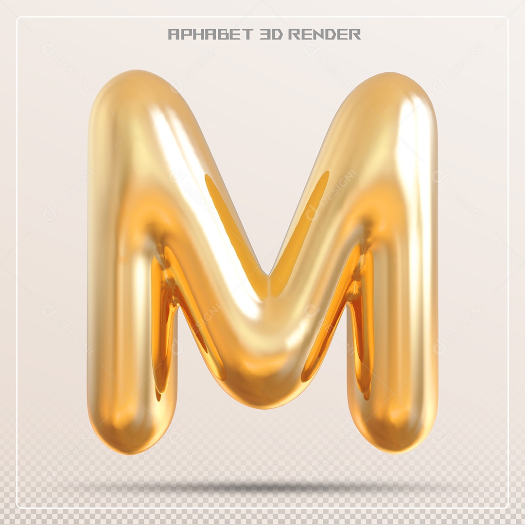 Letra 3D M Dourada Para Composição PSD