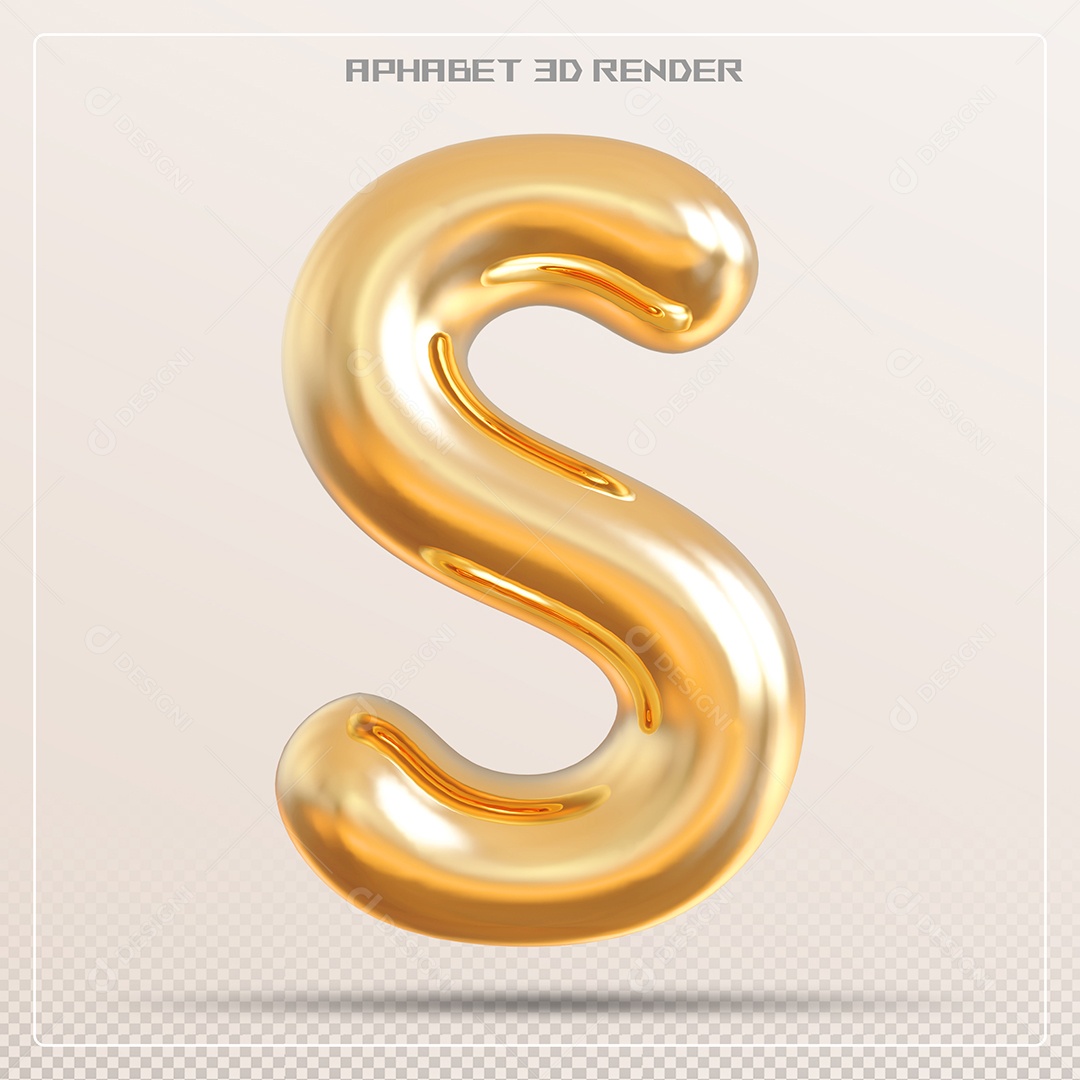 Letra 3D S Dourada Para Composição PSD