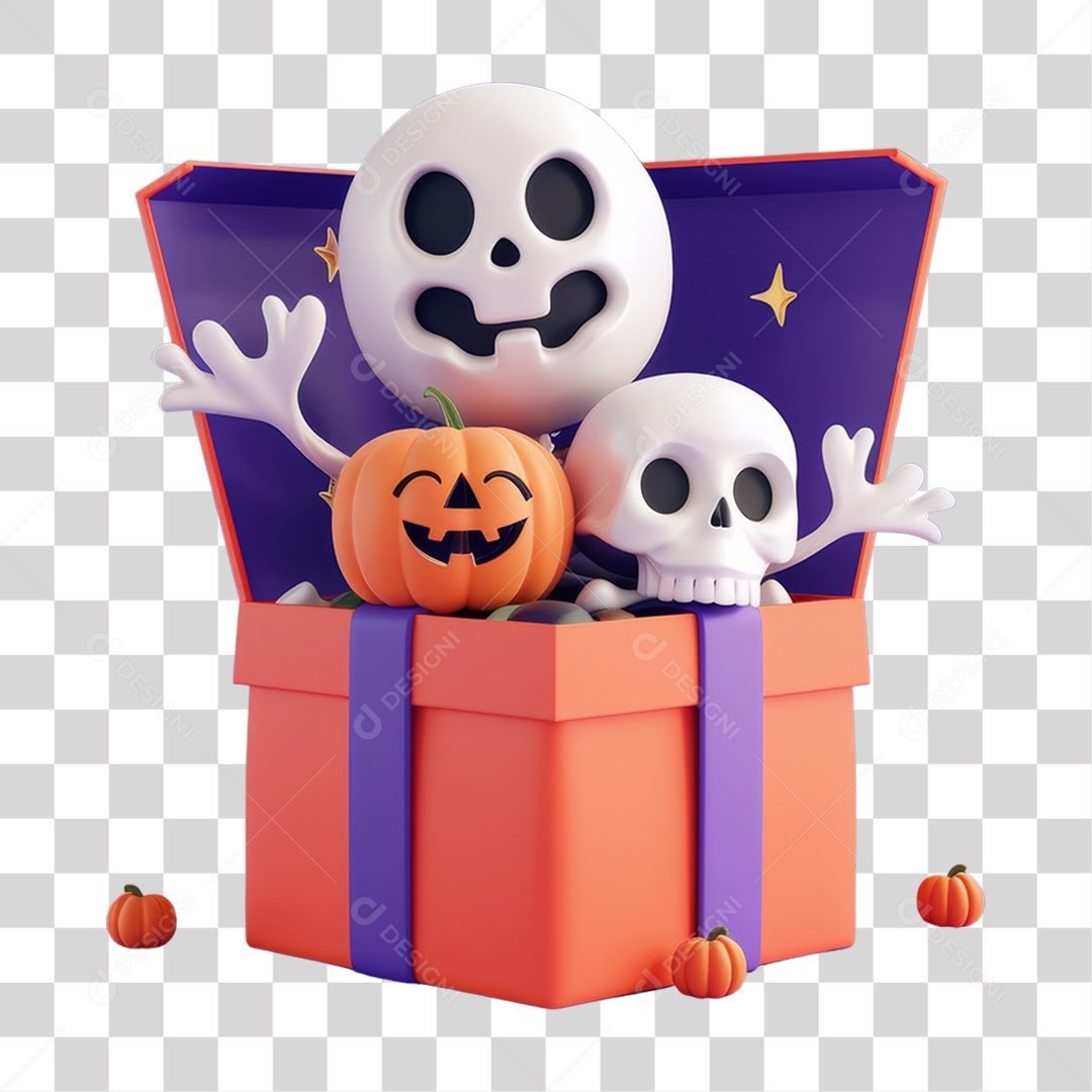 Fantasmas em Caixas de Presentes Halloween PNG Transparente