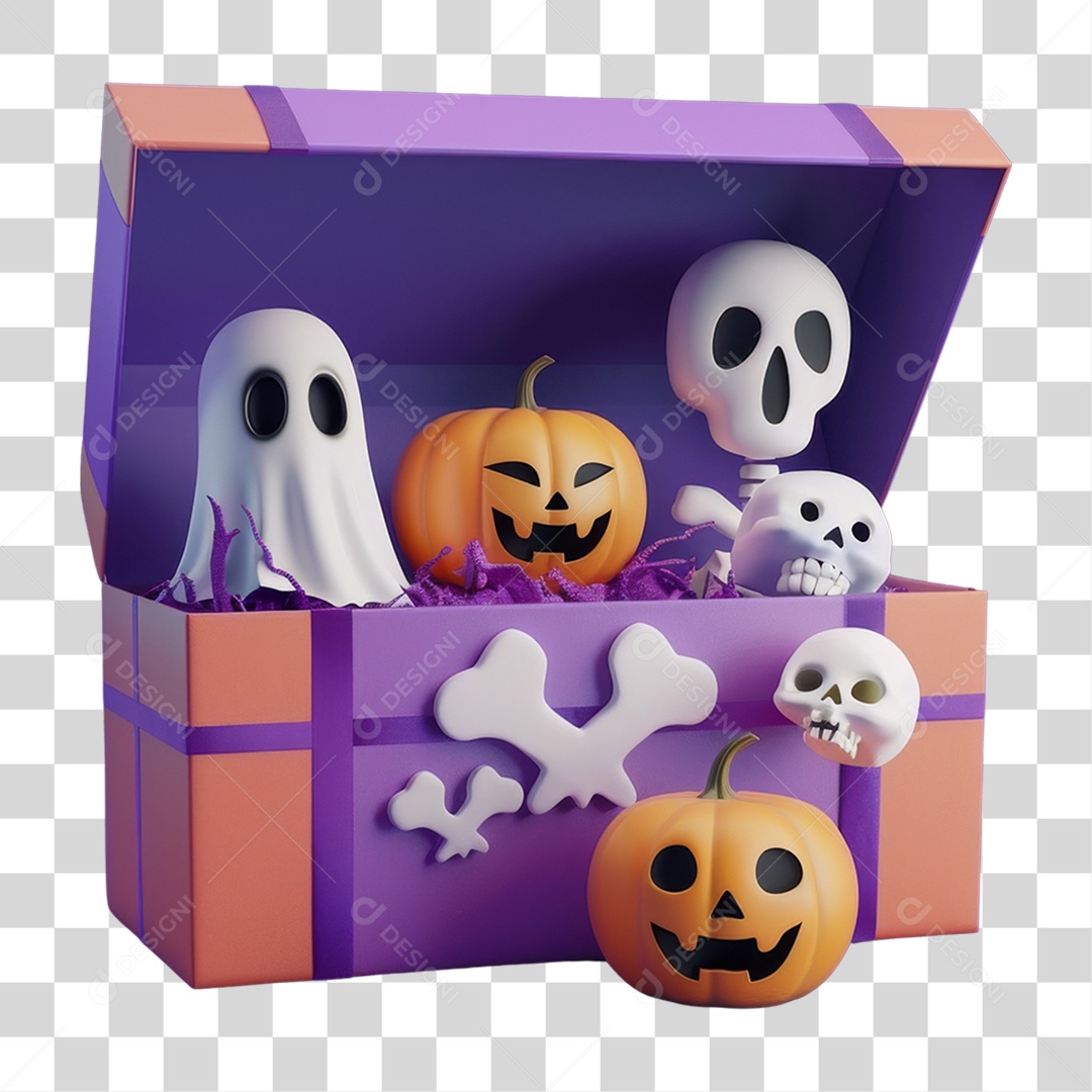 Fantasmas em Caixas de Presentes Halloween PNG Transparente