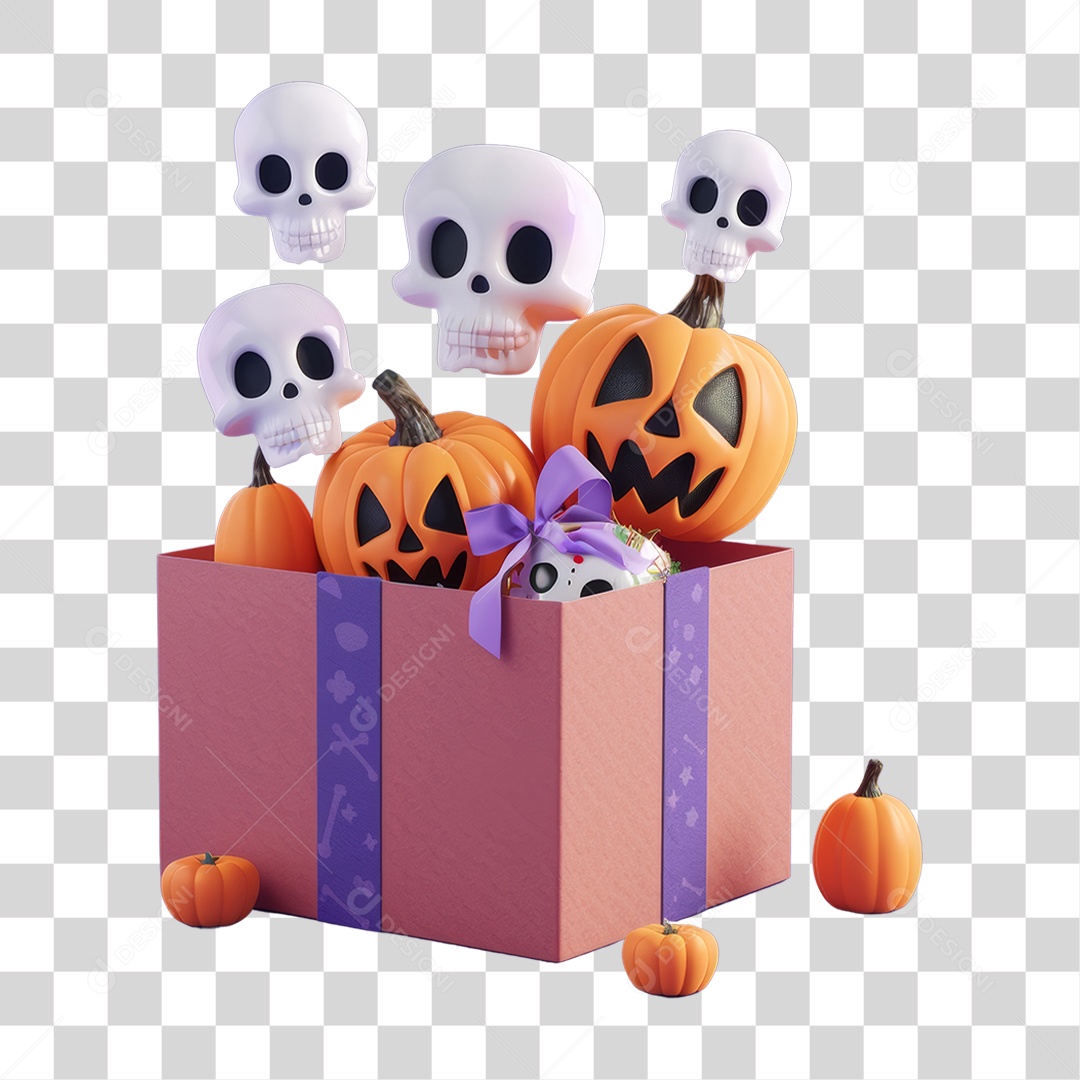 Fantasmas em Caixas de Presentes Halloween PNG Transparente