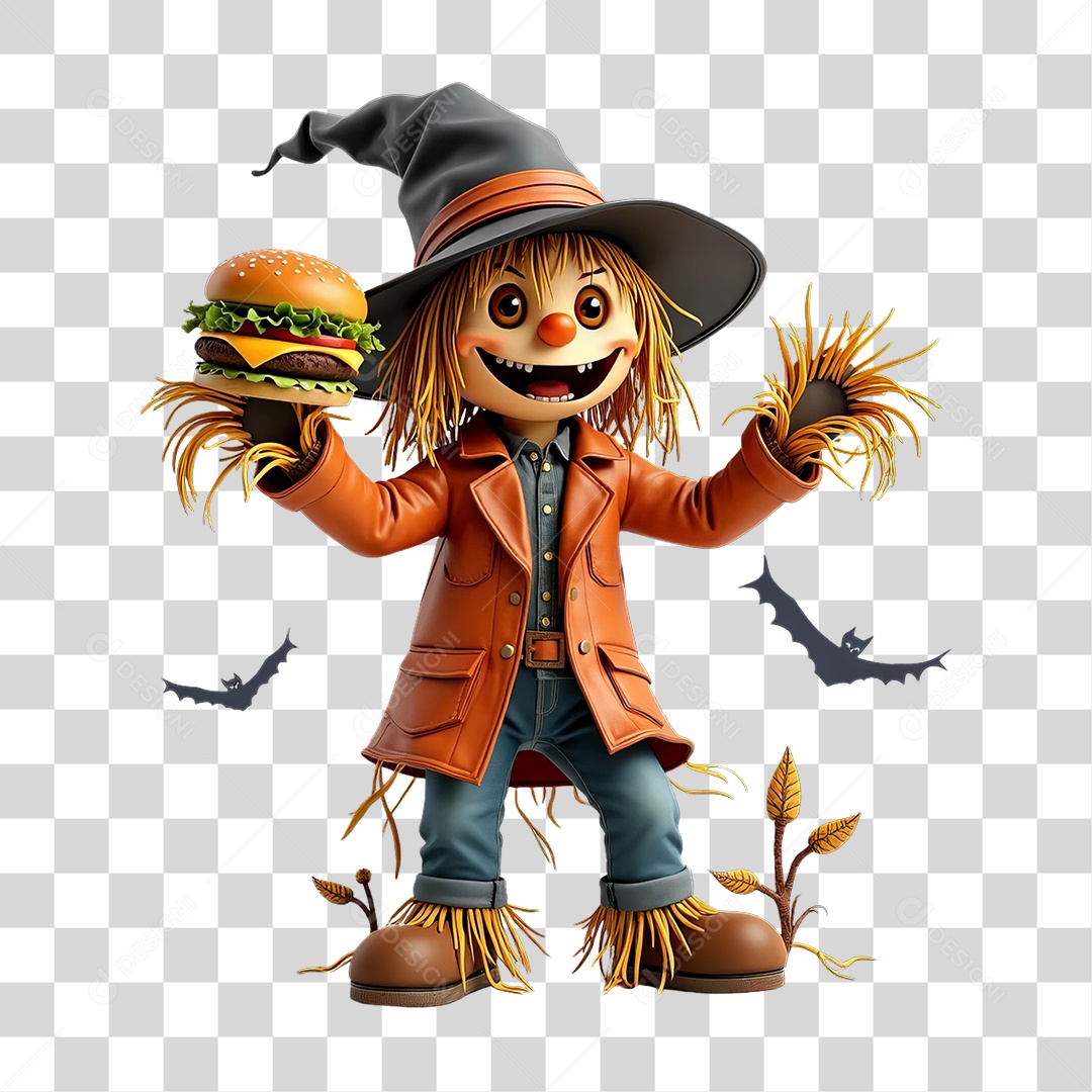 Espantalho do Halloween PNG Transparente