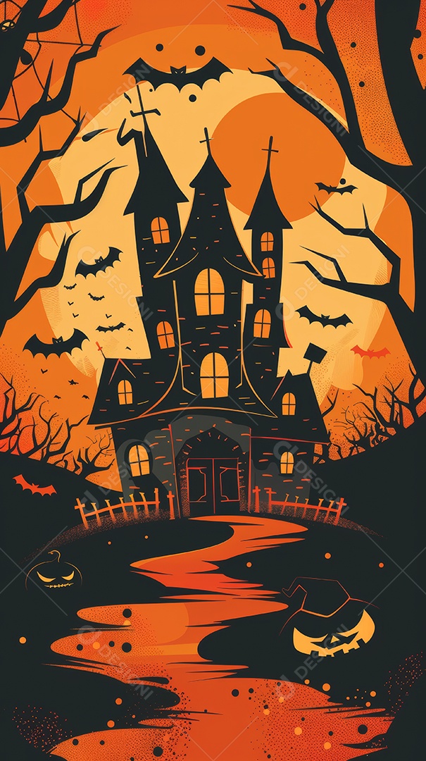 Cenário de halloween com Abóboras sinistras