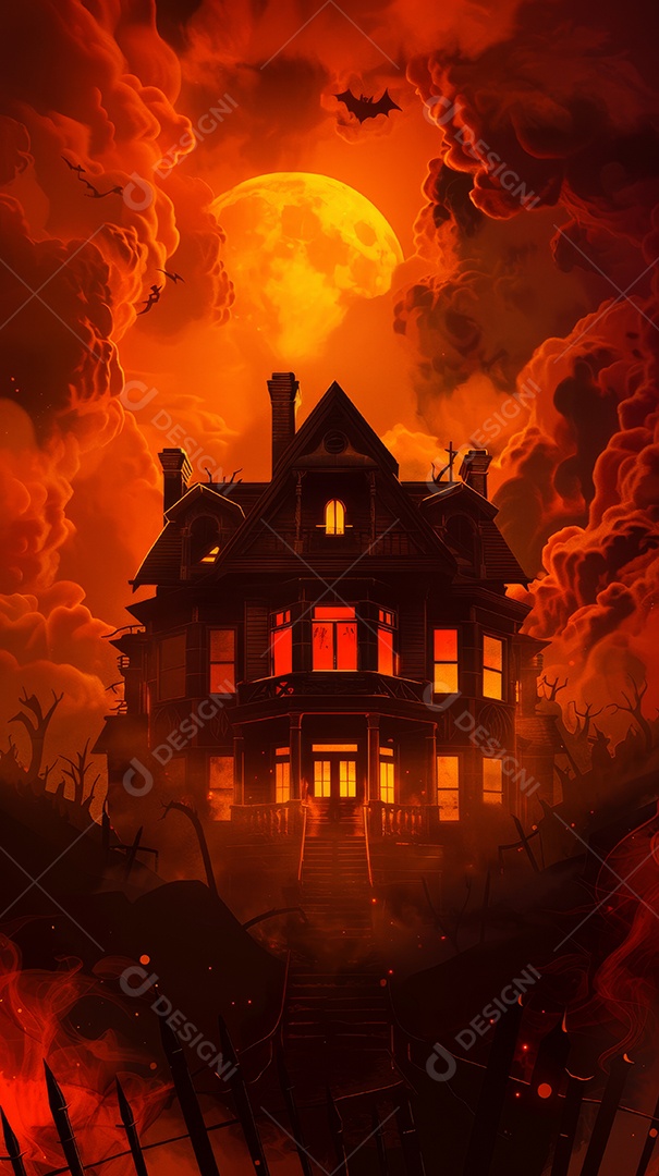 Cenário de halloween com Abóboras sinistras