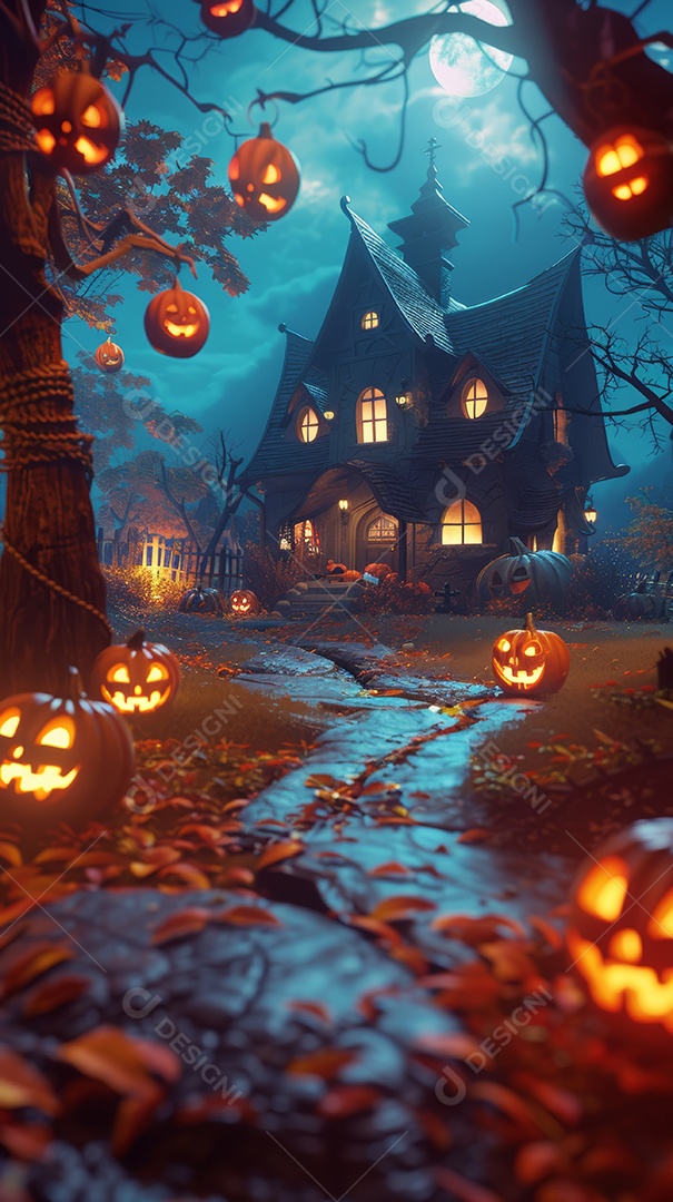 Halloween scenario with sinister Pumpkins