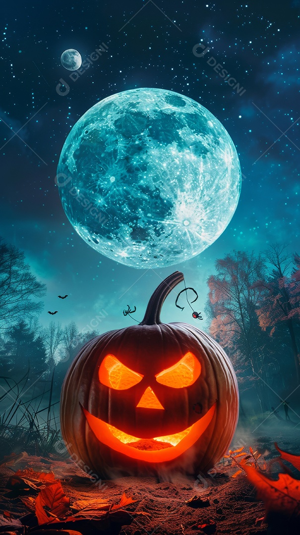 Cenário de halloween com Abóboras sinistras