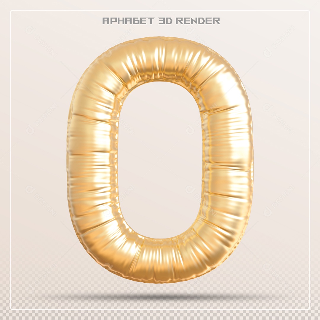 Balão Dourado Letra O Maiúscula Elemento 3D Para Composição PSD