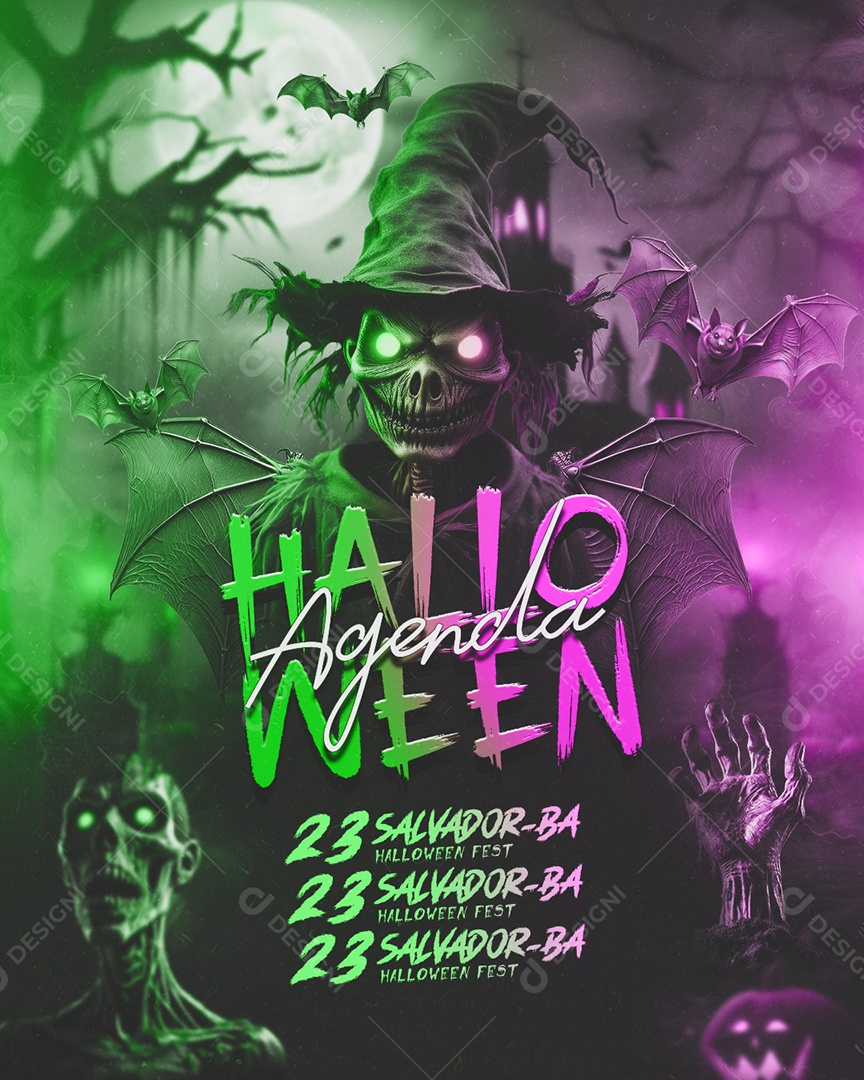 Flyer Halloween Shows Social Media PSD Editável