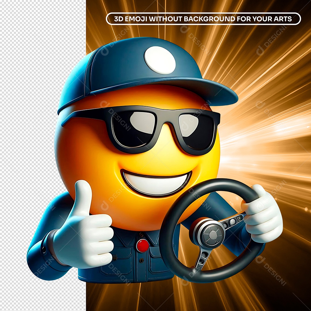 Elemento 3D Emoji Motorista para Composição PSD