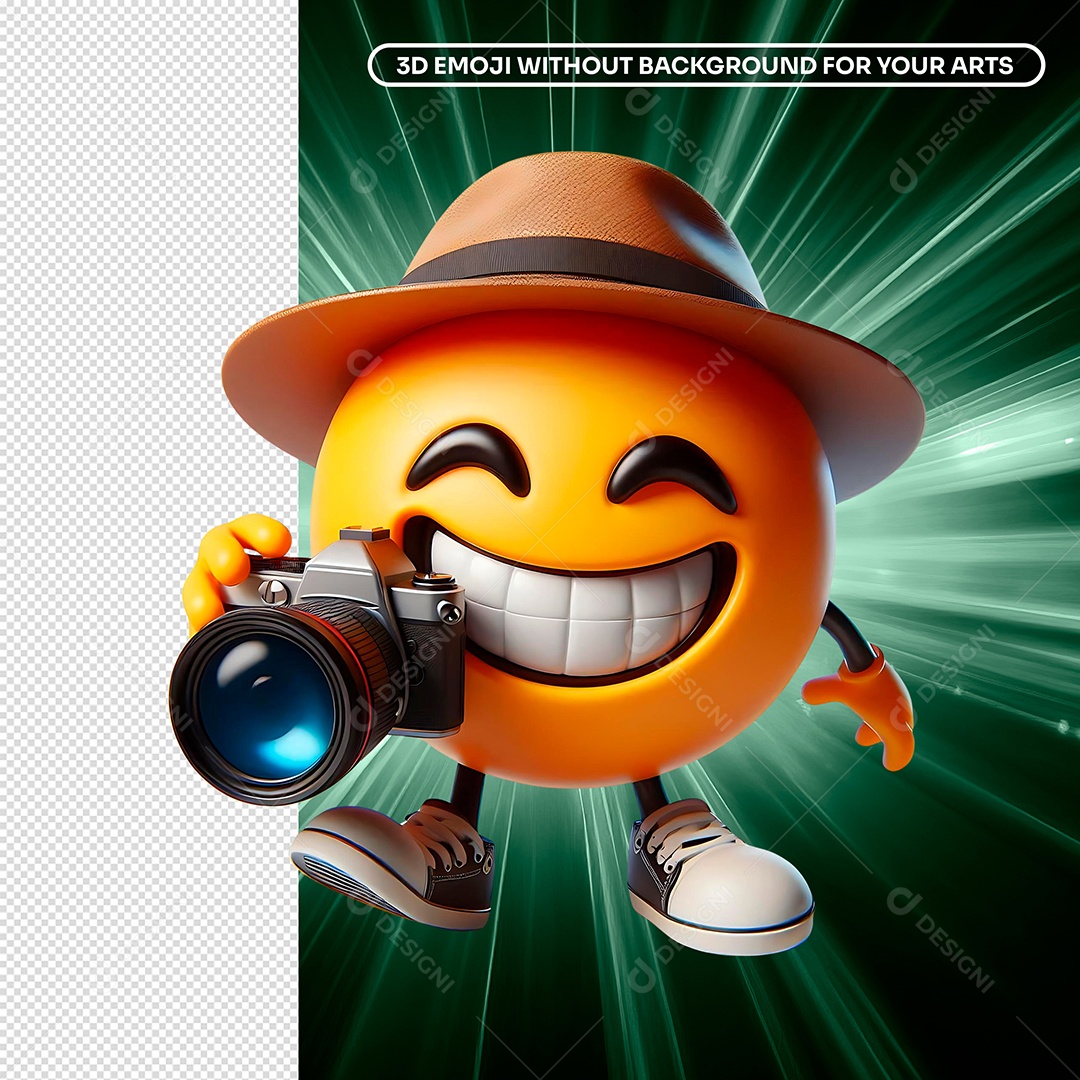 Elemento 3D Emoji Fotografo para Composição PSD