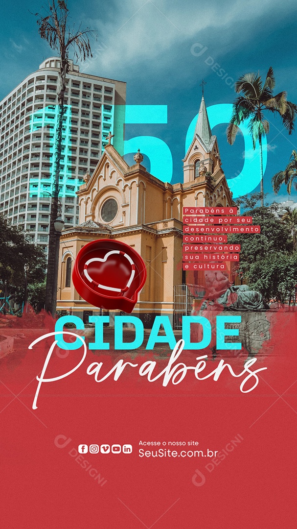 Story Aniversário Cidade Parabéns 150 Anos Social Media PSD Editável