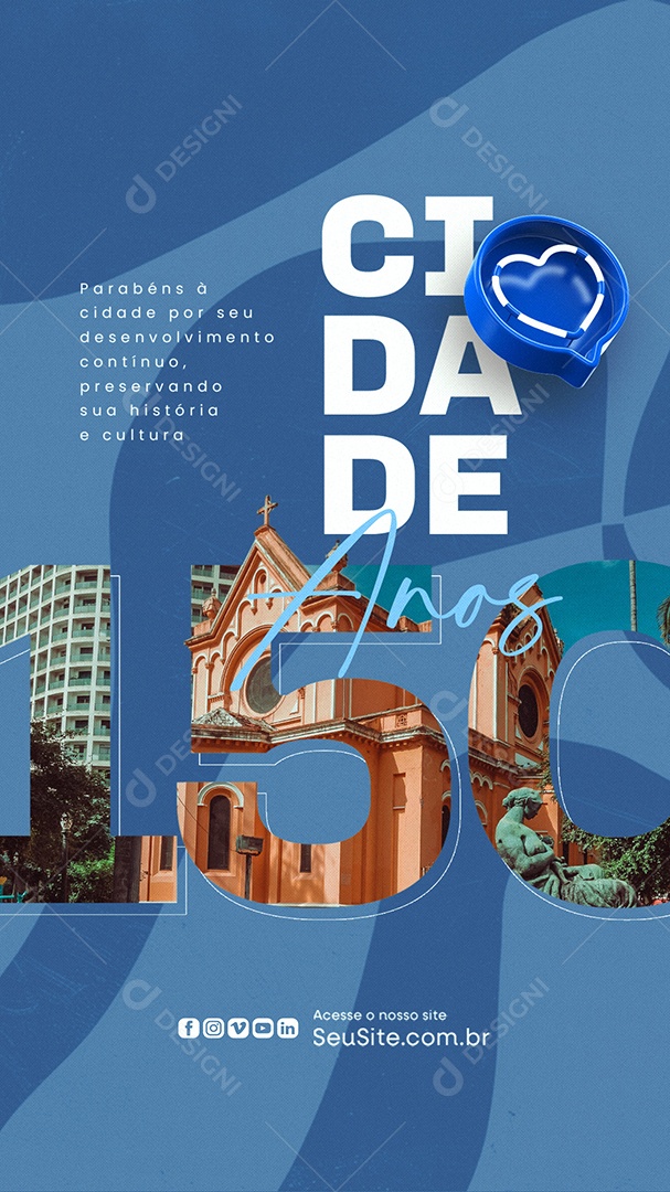 Story Cidade 150 Anos Social Media PSD Editável